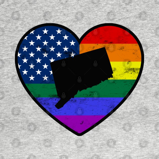 Connecticut United States Gay Pride Flag Heart by TextTees